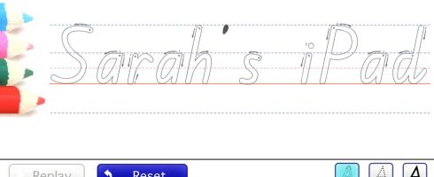 School Writing screen shot featuring "Sarah's iPad" in beginner script